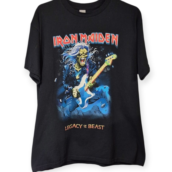 Iron Maiden Black Heavy Cotton T-Shirt  Gildan Unisex Large Legacy of the Beast - Picture 4 of 10